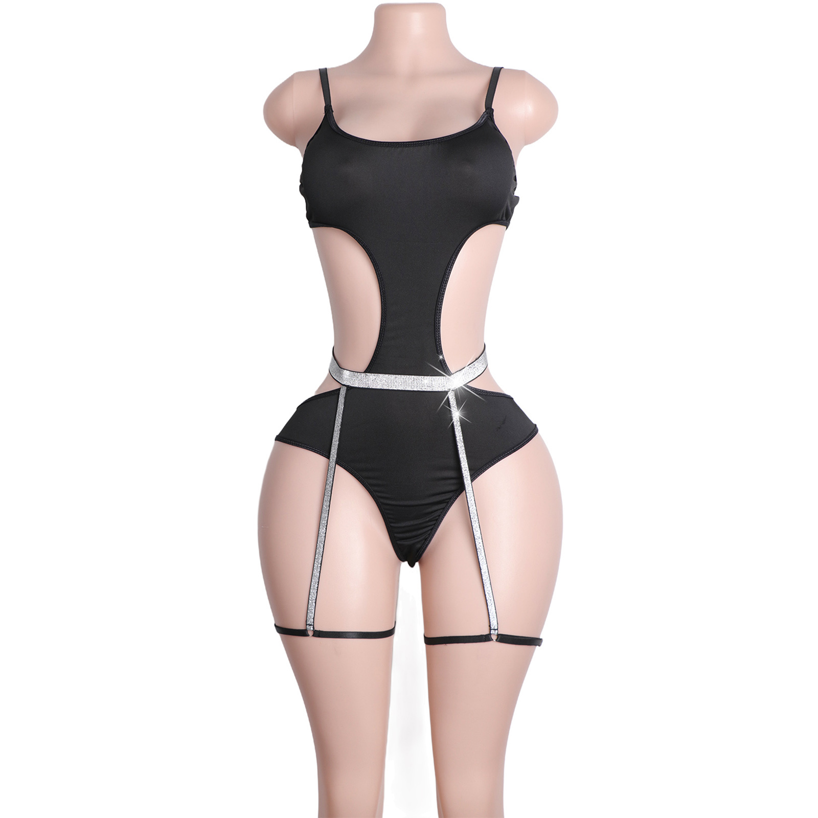 Garter Belt Set - Custom Rhinestone Pole Dancewear Stripper Outfit