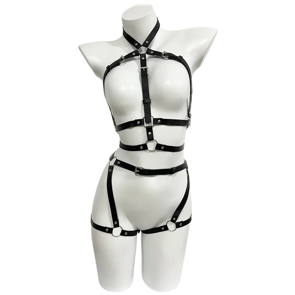 Garter Belt Set - Harness for Women Pu Leather Leg