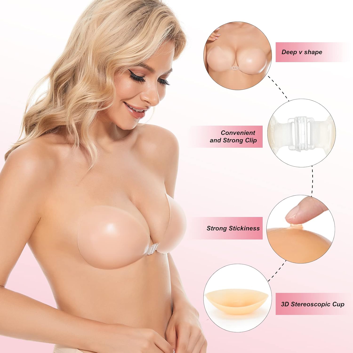 Silicone Bra Adhesive - Sticky Bra Push Up Adhesive Bras