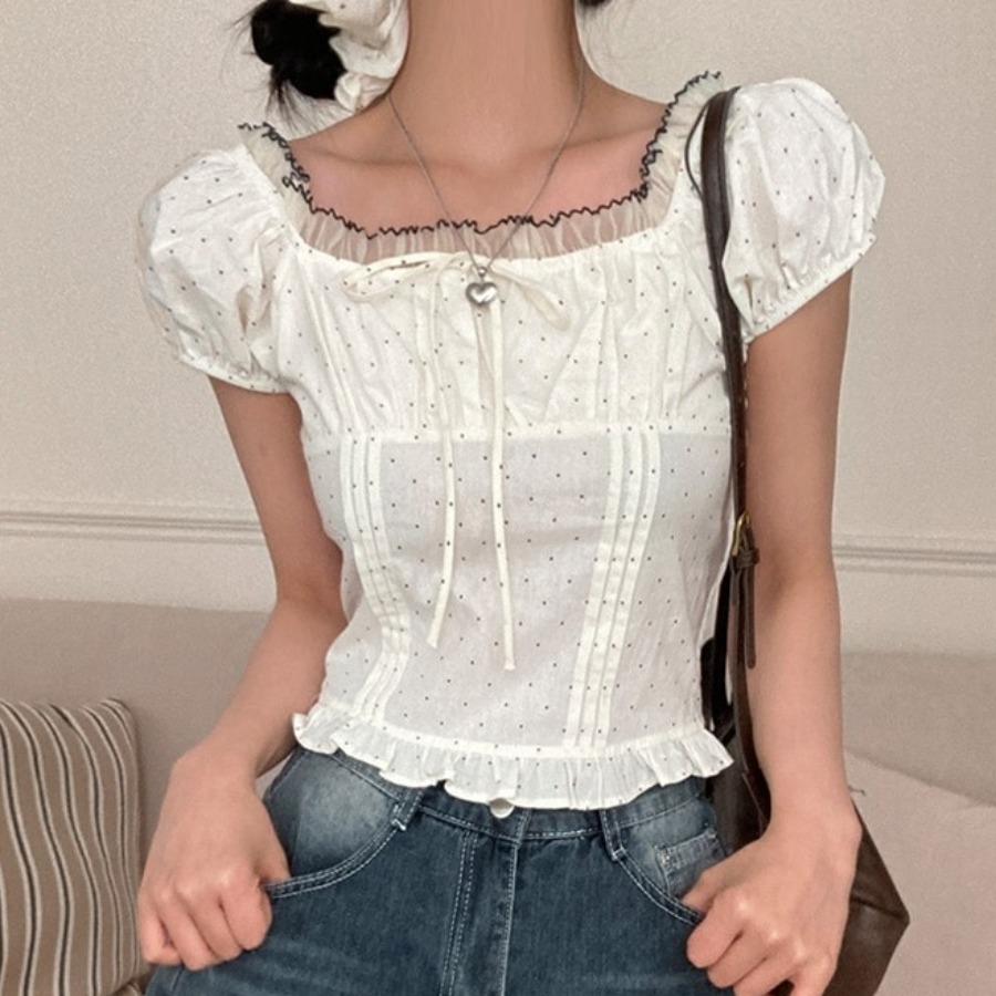 Corset Waist Cinch - Summer Sweet Bubble Sleeve Polka Dot