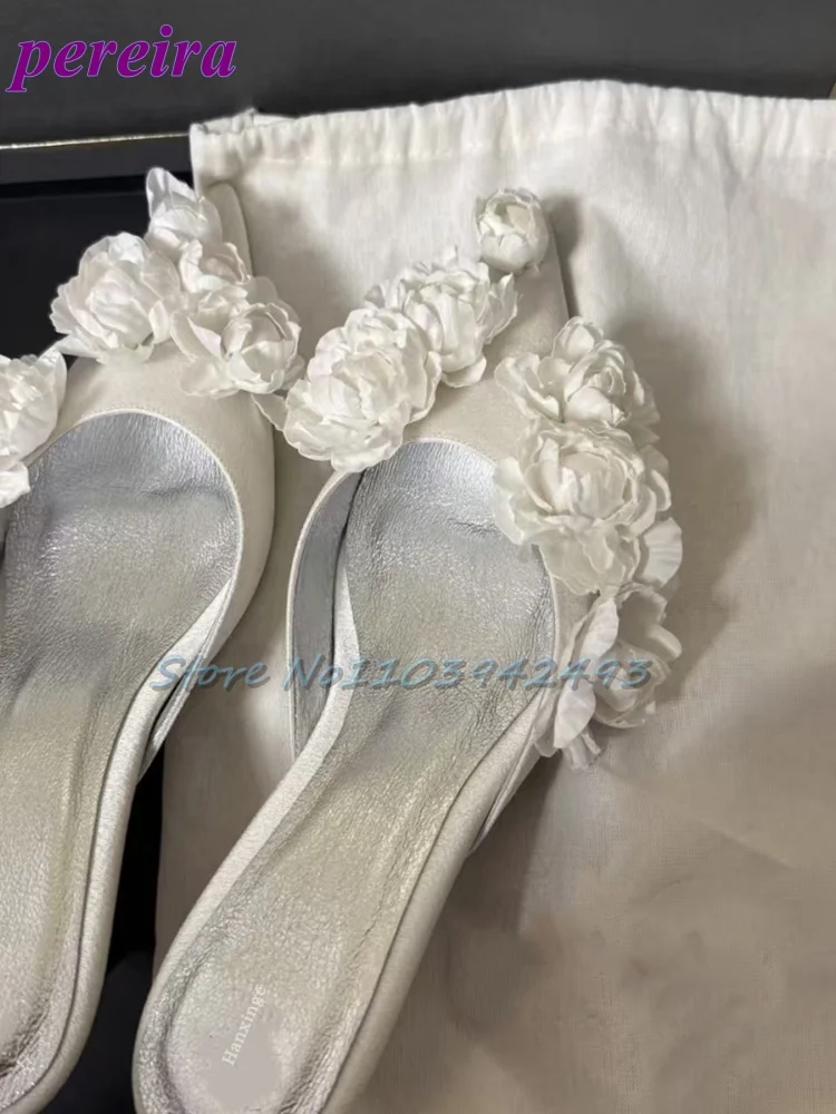 Slip Dress Satin - Multi Flower Wedding Sandals Satin Pointed