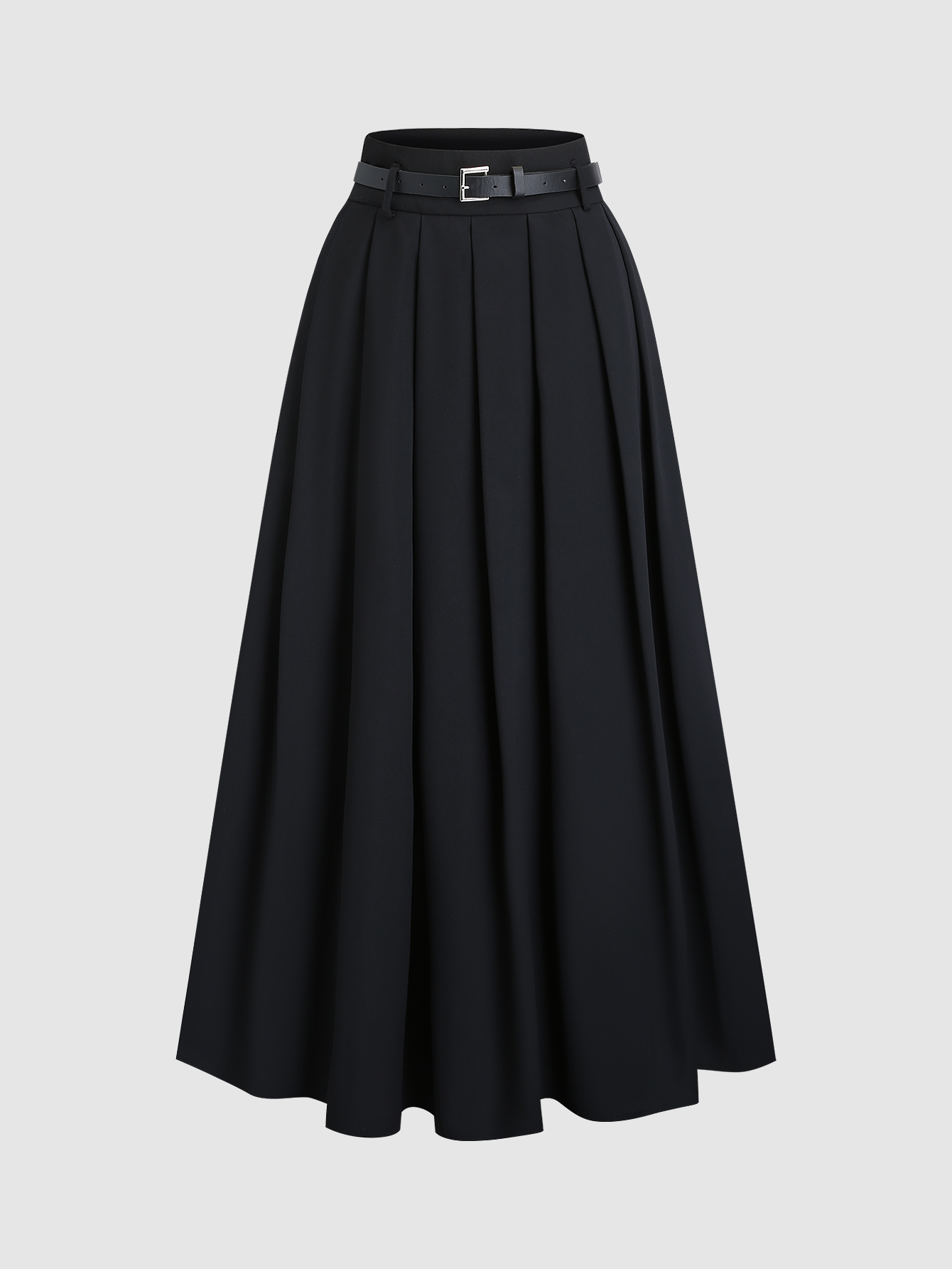 Corset Waist Cinch - Black high waisted pleated midi skirt(with