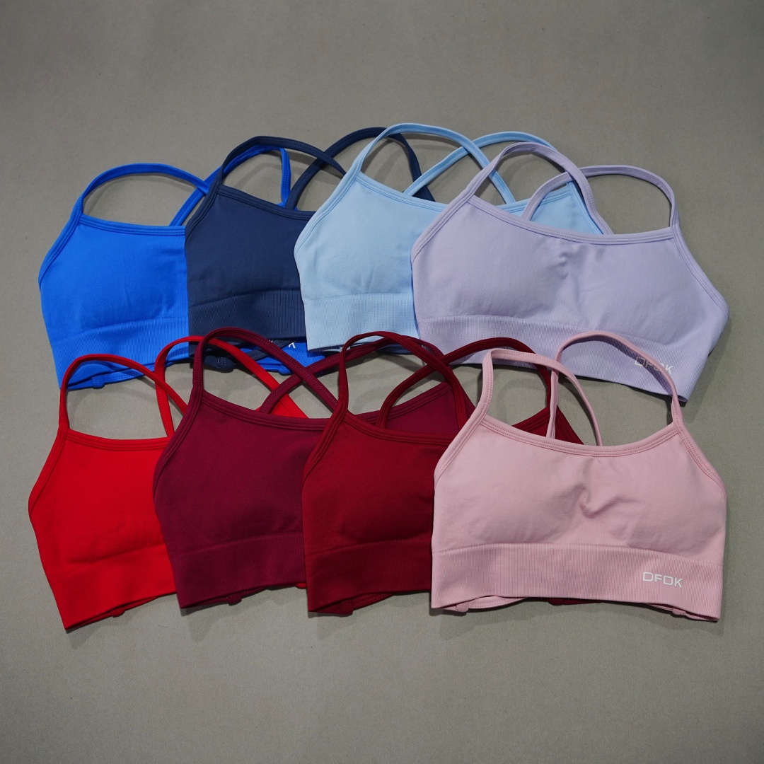 Push Up Bra Padded - DFDK Ribbed Seamless Cross Back Yoga