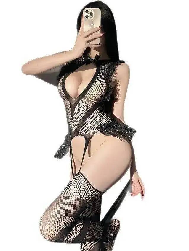 Sexy Lace Trim Fishing Net Bod - Bodystocking Fishnet ulasan dan harga