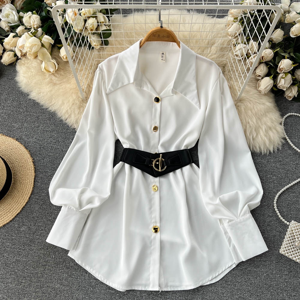 Ele Long Sve White irt Dr Wome - Corset Waist Cinch ulasan dan harga
