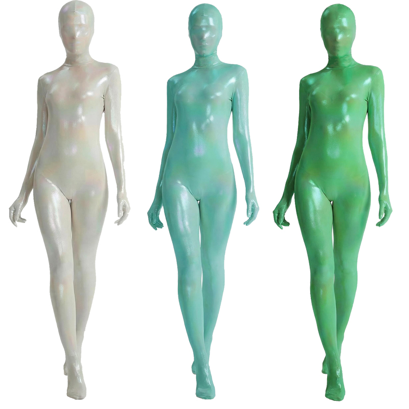 Women Shiny Gradient Zentai Bo - Shapewear Bodysuit Firm ulasan dan harga