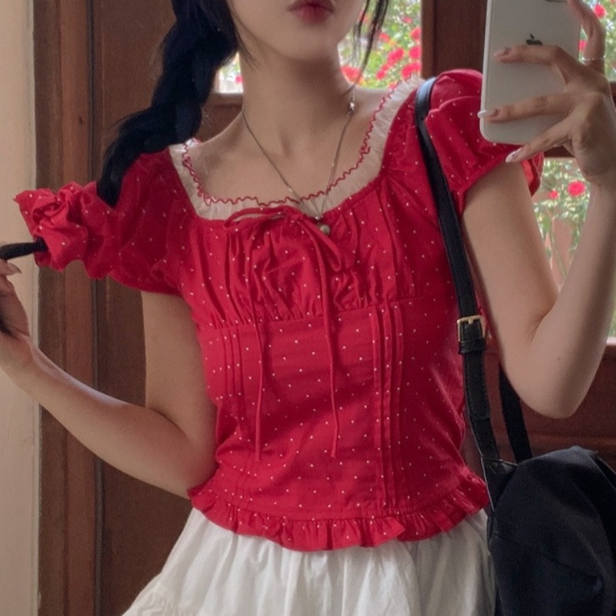 Summer Sweet Bubble Sleeve Pol - Corset Waist Cinch ulasan dan harga