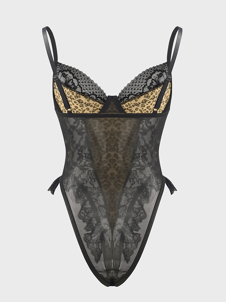 Sexy Lace Leopard Pattern Body - Shapewear Bodysuit Firm ulasan dan harga