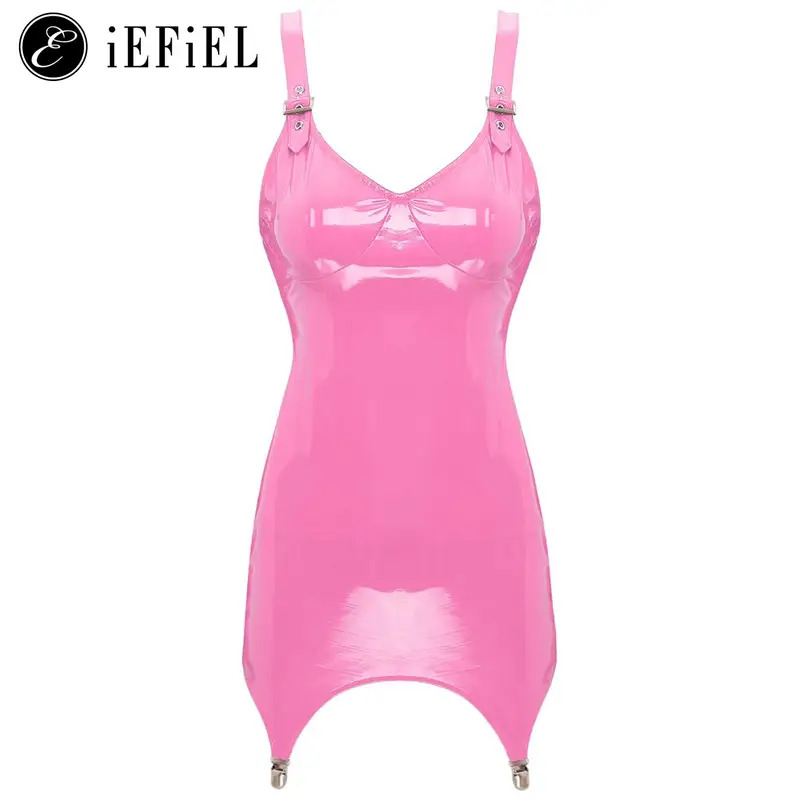 Womens Shiny Metallic PVC Leat - Babydoll Chemise Night ulasan dan harga