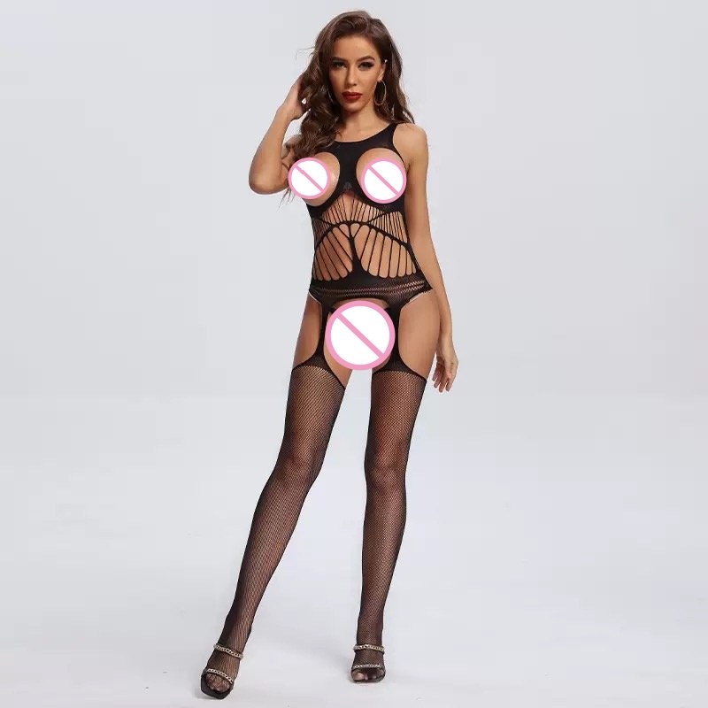 Crotchless Bodysuits Transpare - Bodystocking Fishnet ulasan dan harga