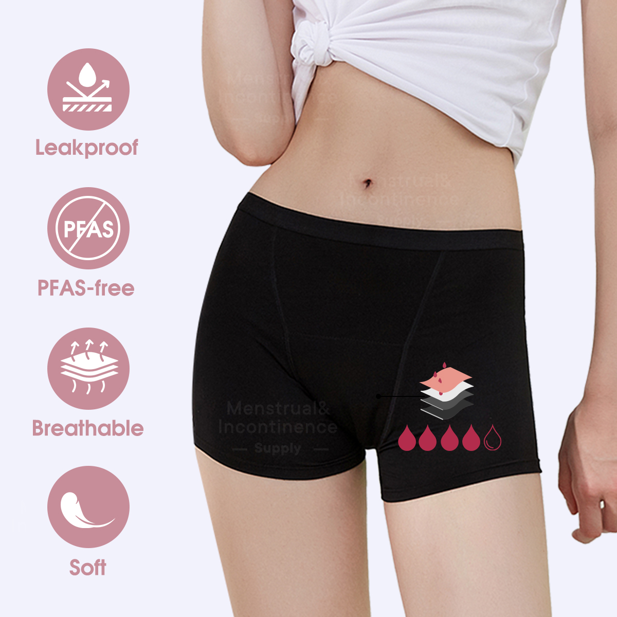 Bamboo Fiber Period Underwear  - Boyshort Underwear ulasan dan harga